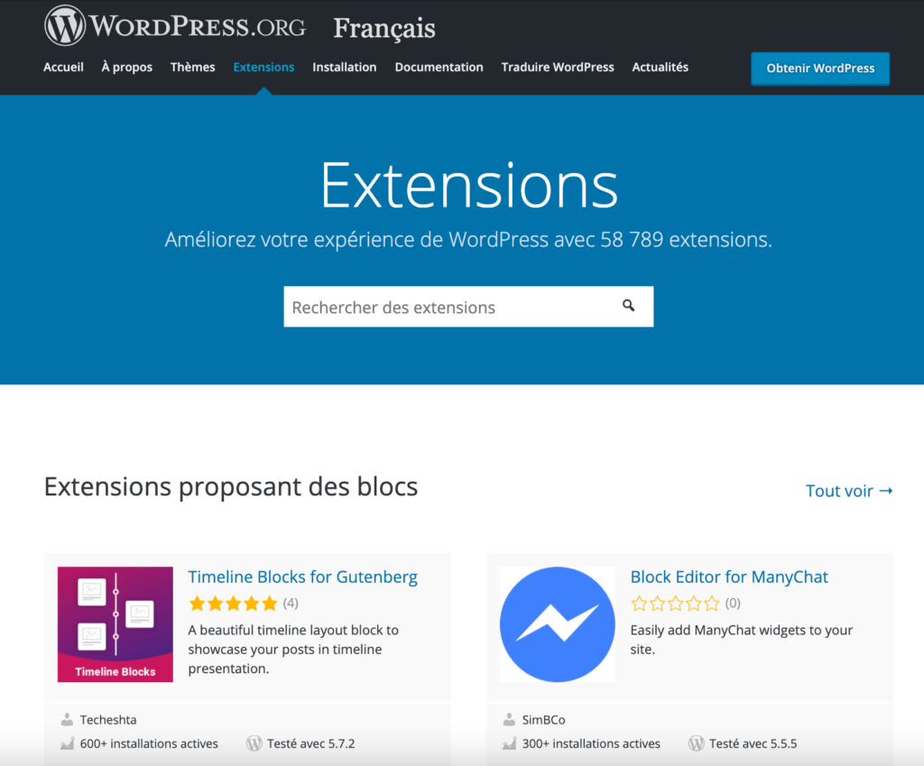 Le répertoire officiel des extensions WordPress regroupe quasiment 60 000 plugins